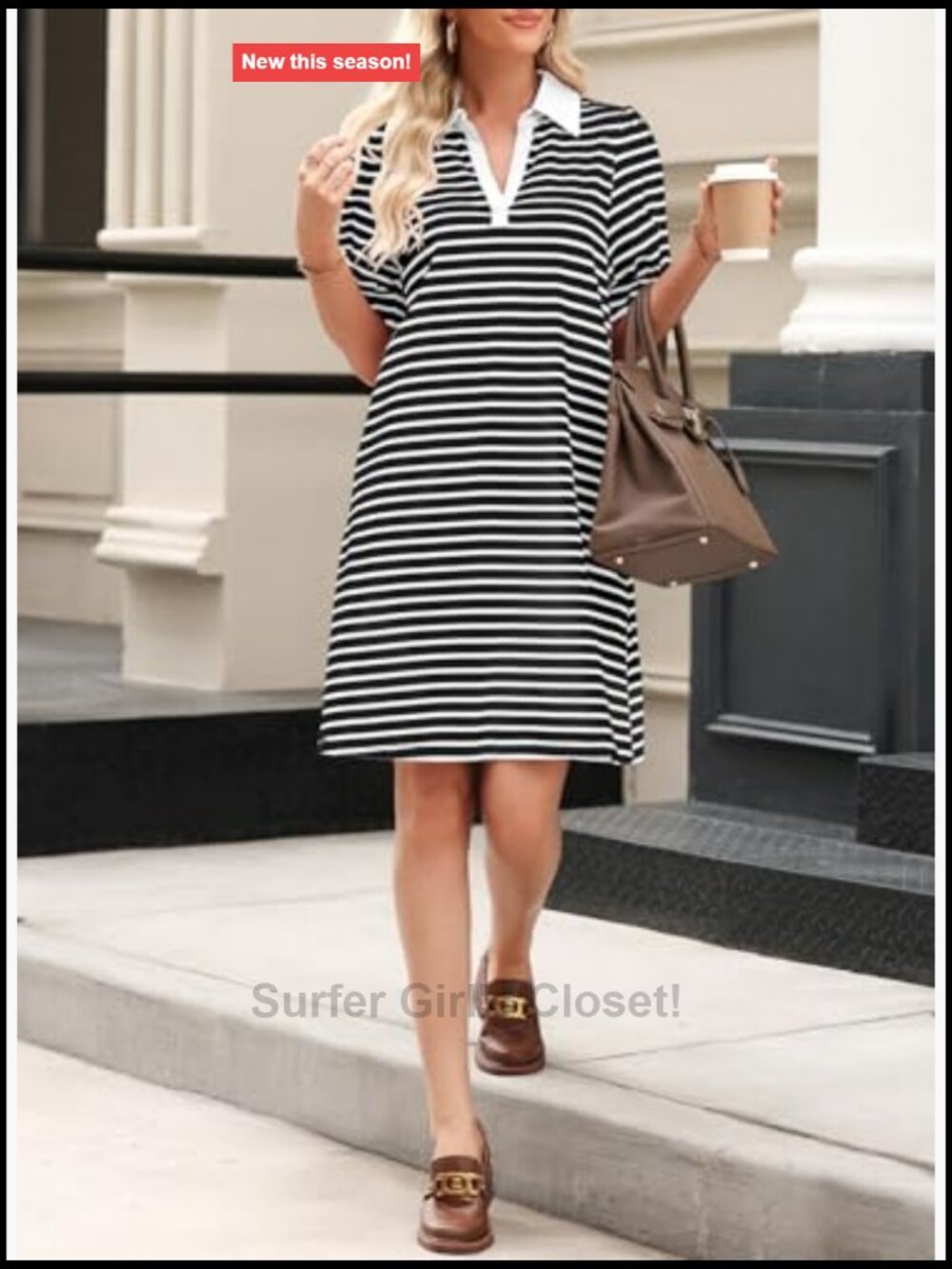Cotton Blend Striped Midi Dress with Pockets for Women - Picture 4 of 7